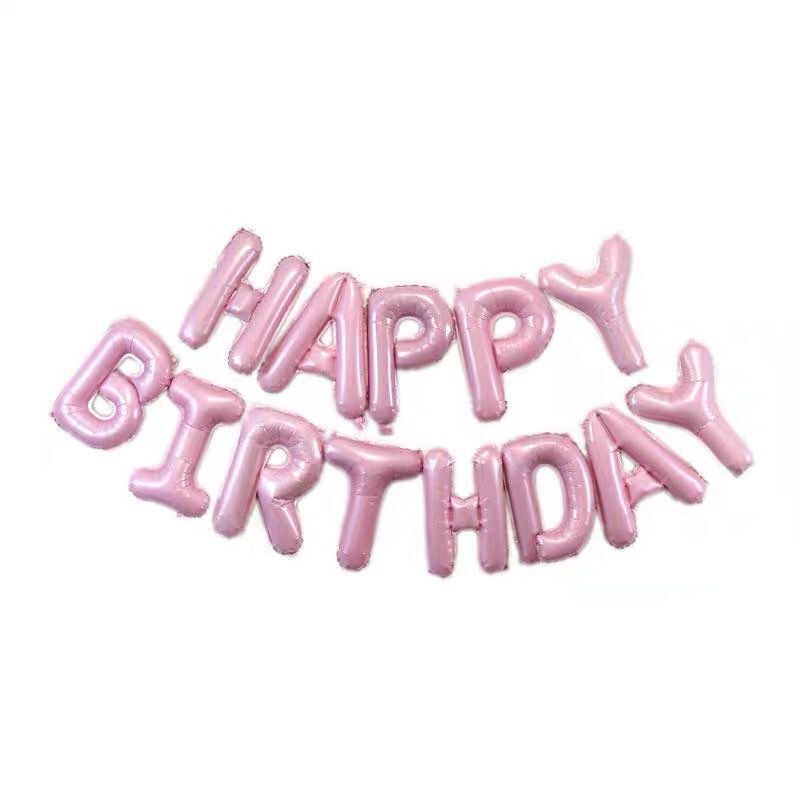 Set bóng trang trí sinh nhật tone hồng MS04, tặng kèm đèn led