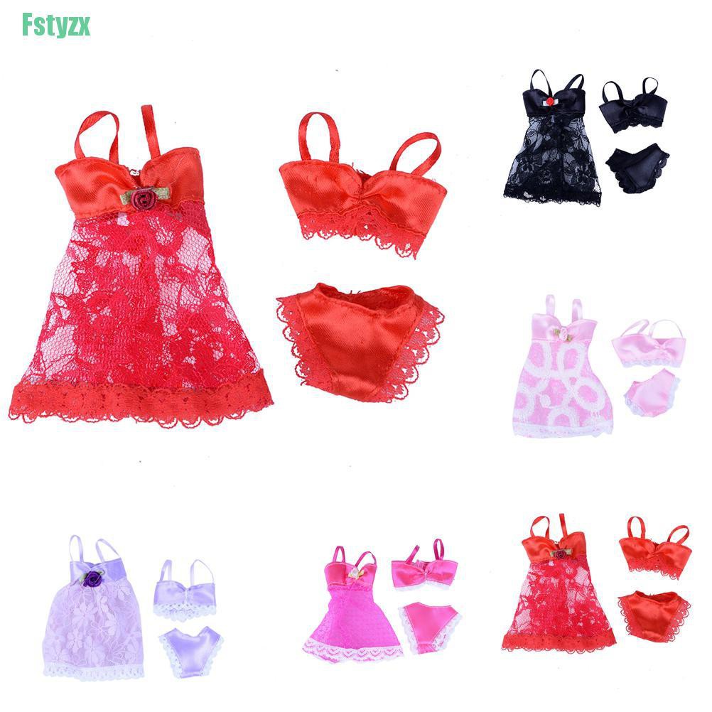 fstyzx 3pcs Sexy Swimwear Lace Night Dress Doll Pajamas Lingerie Clothes