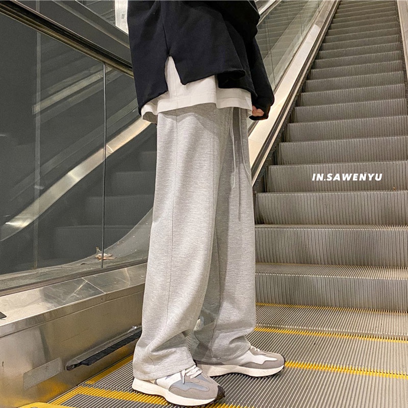 Quần ống rộng màu sắc đơn giản thời trang mùa thu cho nam
