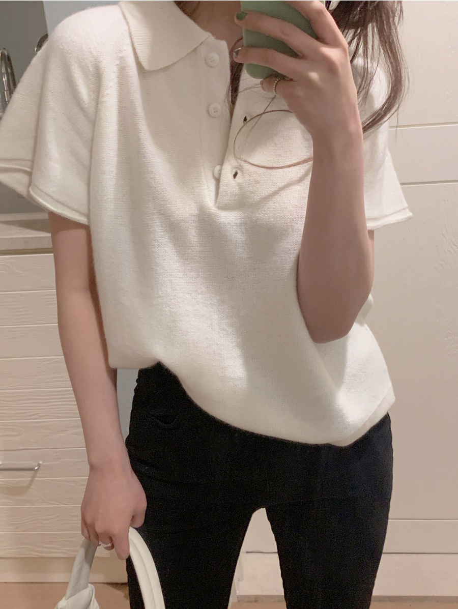 Áo sweater cổ bẻ ngắn tay 42222 | BigBuy360 - bigbuy360.vn