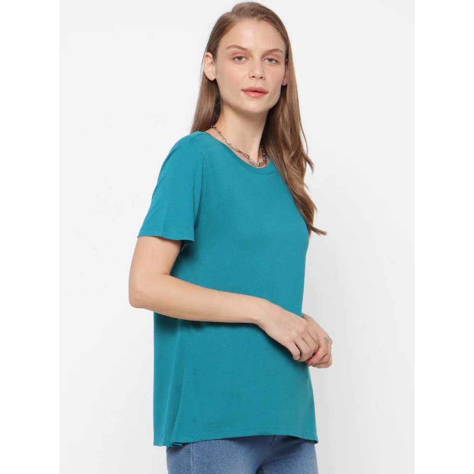 Áo thun cơ bản nữ vải dư màu xanh