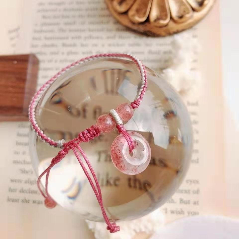 Vòng Tay Dây Thừng Đính Đá Pha Lê Màu Gradient Phong Cách Trung Hoa Thời Trang