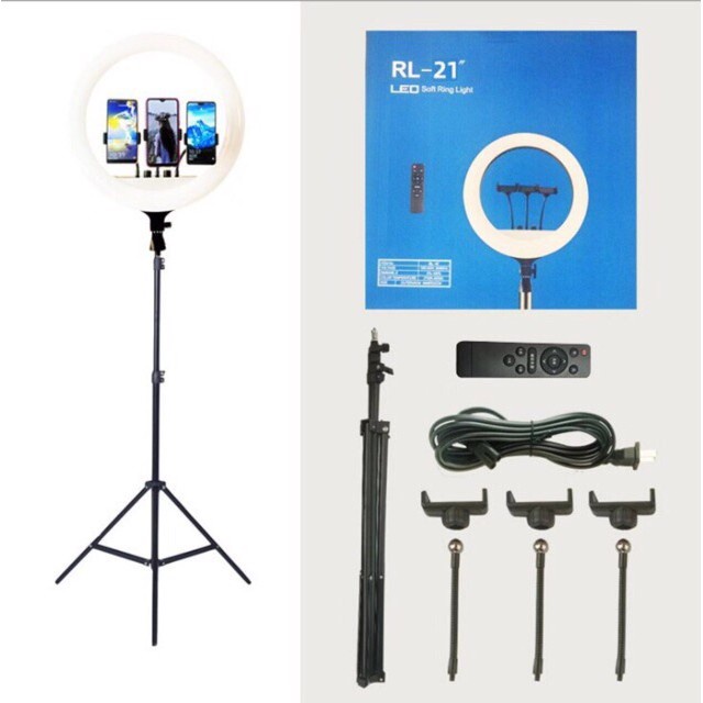 Bộ Đèn Livestream RL21 Size 54cm + Chân Đèn + Kẹp Điện Thoại - Cực Chắc Chắn- Hỗ trợ Makeup Quay TikTok