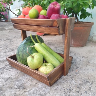 khay đựng trái cây 2 tầng bằng gỗ