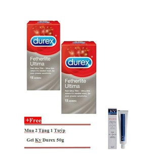 Combo 2 hộp BCS Durex Ultima hộp 12 chiếc tặng 1 tuýp gel Durex KY 50ml