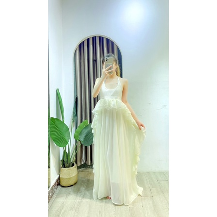 Maxi lady tơ ánh 2 lớp siêu hack dáng