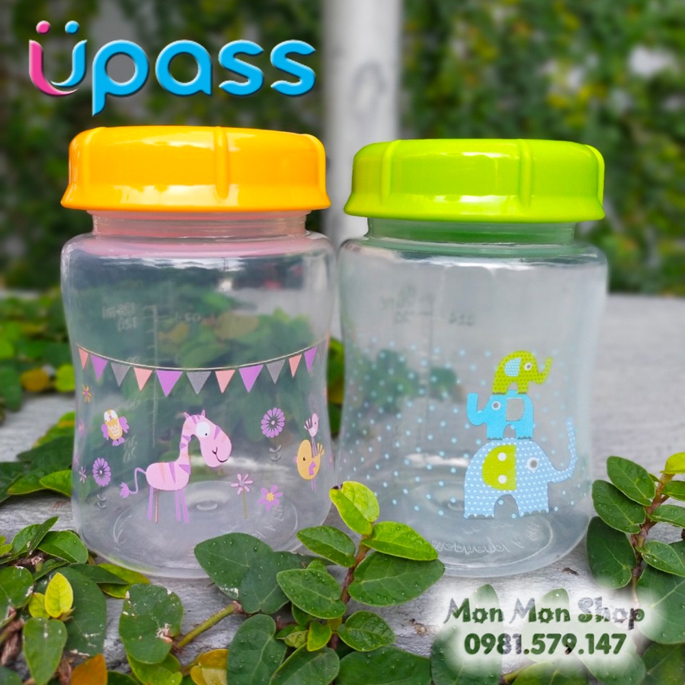 Bình trữ sữa/ bình đựng sữa mẹ cổ rộng UPASS 125ml đựng tối đa 150ml ( Tương thích Pigeon, Lansinoh..)