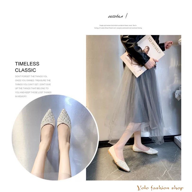 Giày bệt búp bê nữ phối dạ xinh xắn hàng cao cấp CC10 | BigBuy360 - bigbuy360.vn