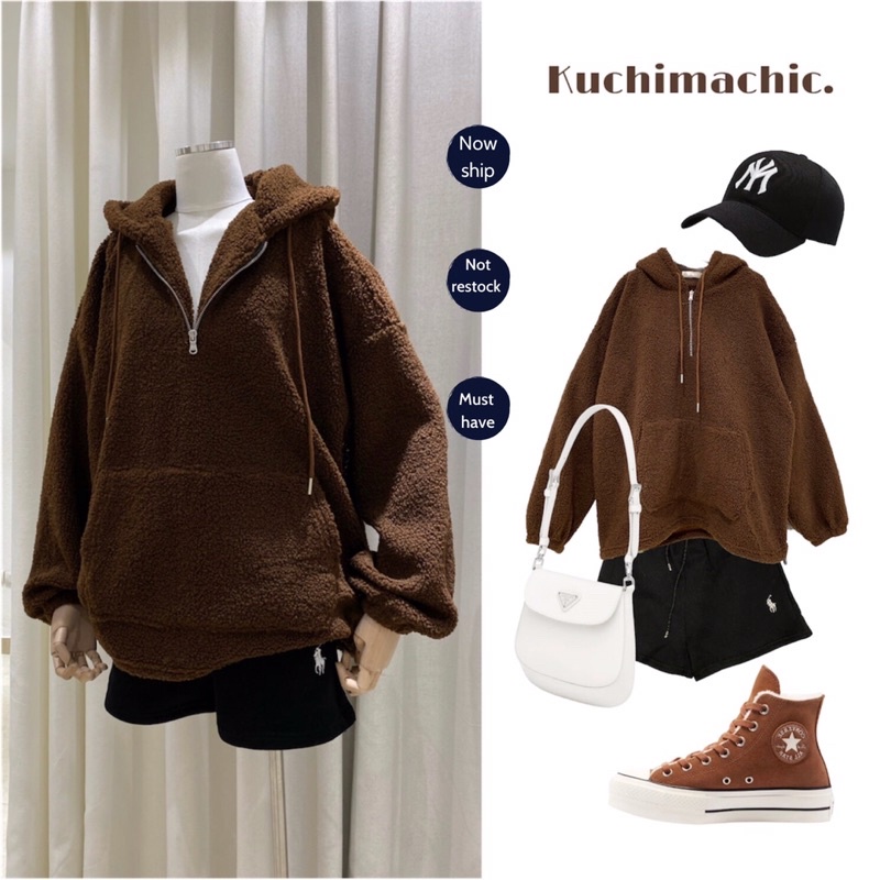 KUCHIMACHIC- ÁO HOODIE LÔNG XÙ MÃ AB01