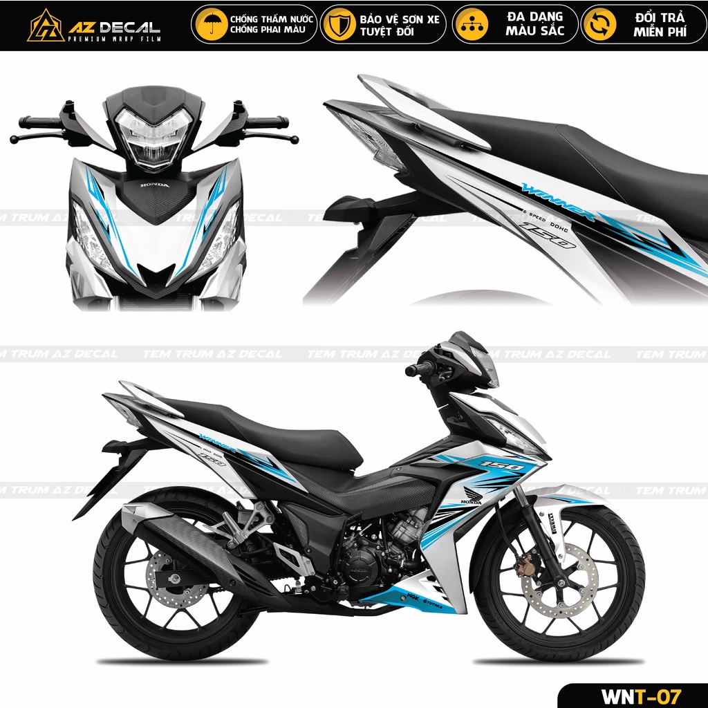 Tem Trùm Xe Honda Winner 150 / V1 Mũi Tên | WNT-07 | Decal Cao Cấp Màu Đỏ Đen Trắng Chống Nước
