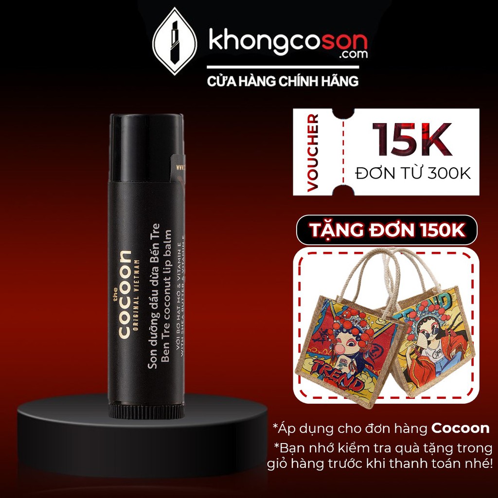 Son Dưỡng Cocoon Dầu Dừa Bến Tre Dưỡng Ẩm Cho Môi Căng Mọng 5g - Khongcoson