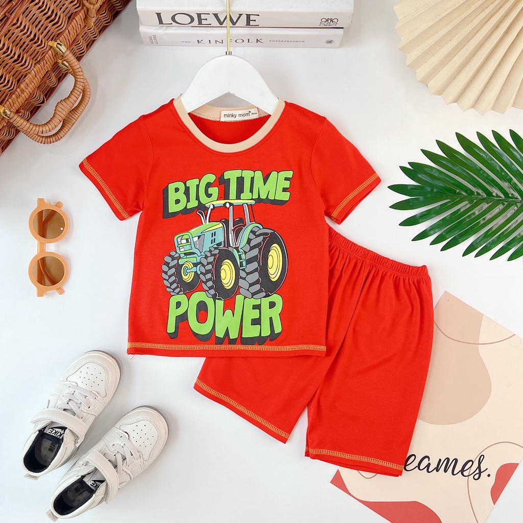 Đồ bộ bé trai gái MINKY MOM size đại cộc tay thun lạnh, bộ quần áo cho bé trẻ em mặc ở nhà 1 2 3 4 5 6 7 8 tuổi BC058