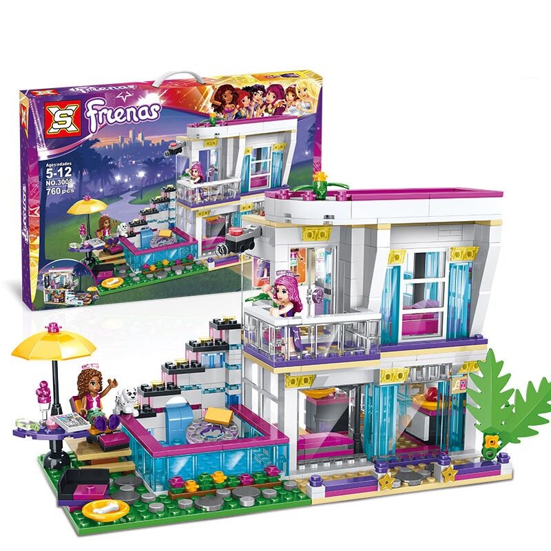 [có hàng 760 mảnh chuẩn công ty SX] Đồ Chơi xếp hình LEGO Friends Livi's Pop Star House SX3008