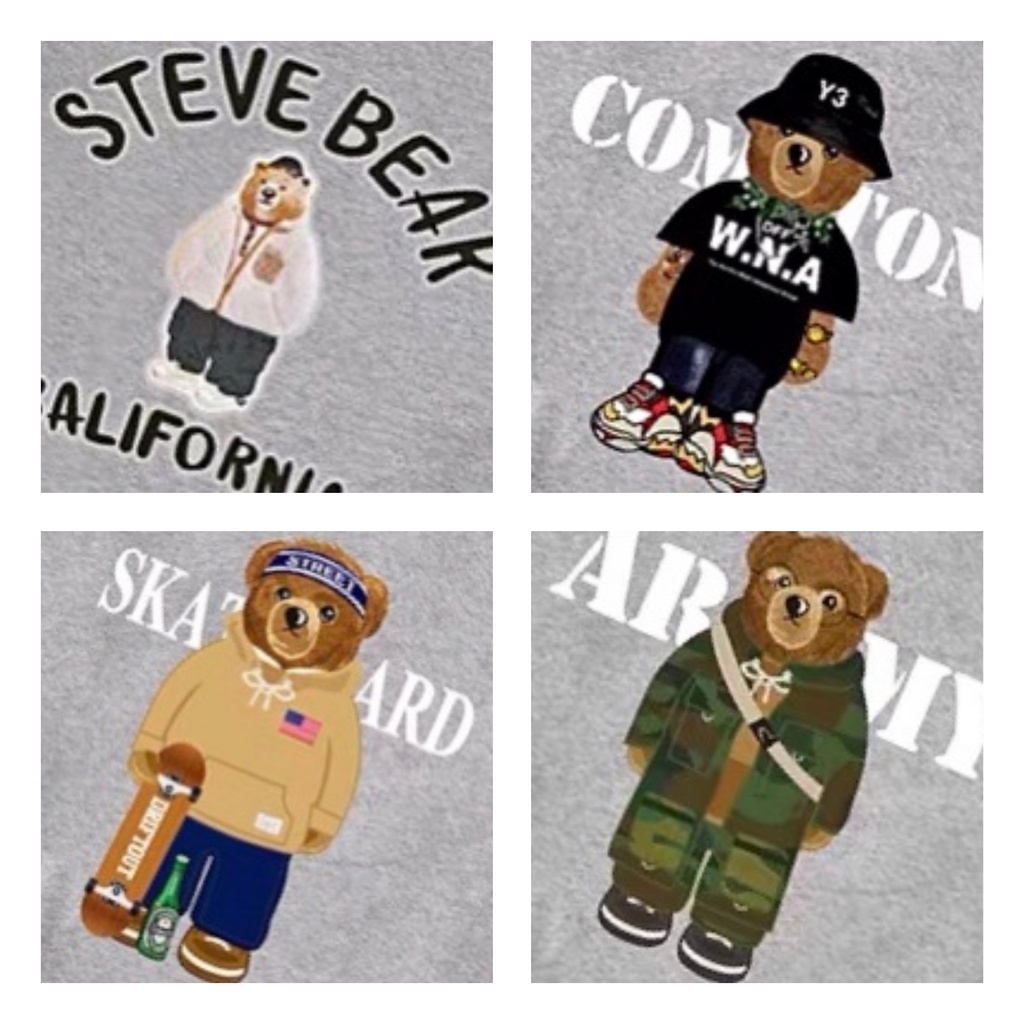 Áo sweater unisex, áo nỉ sweater form rộng Nelly Heybig chính hãng streetstyle in hình gấu cute màu xám S2