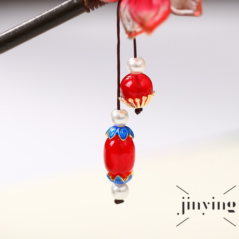 GETNOIVAS Trâm cài tóc hình hoa đính pha lê màu đỏ phong cách dân tộc cho nữ