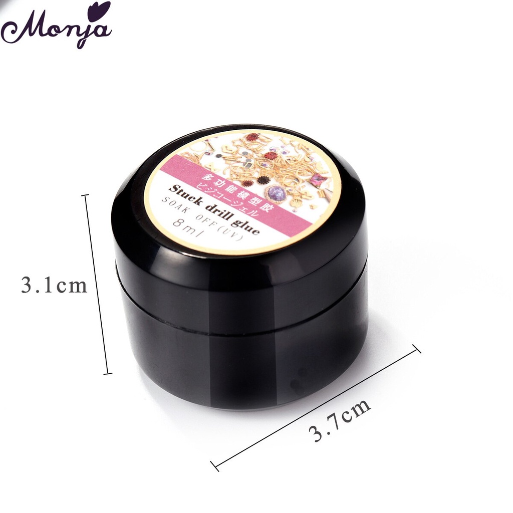 MONJA Keo dán kim cương giả làm móng tay nghệ thuật 8ml bền bỉ DIY