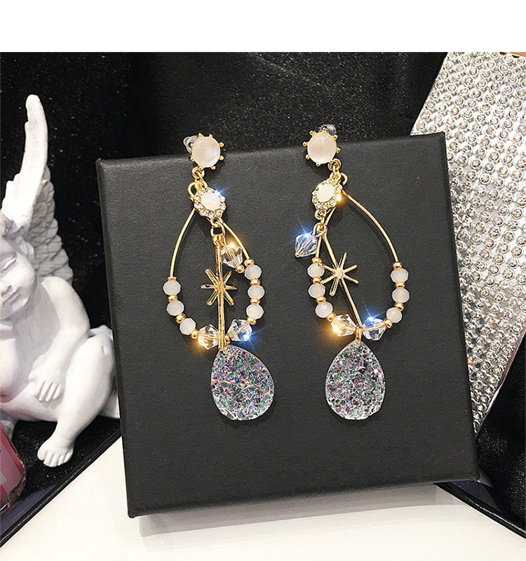 Bông Tai Mạ Bạc 925 Đính Đá Opal Phong Cách Hàn Quốc