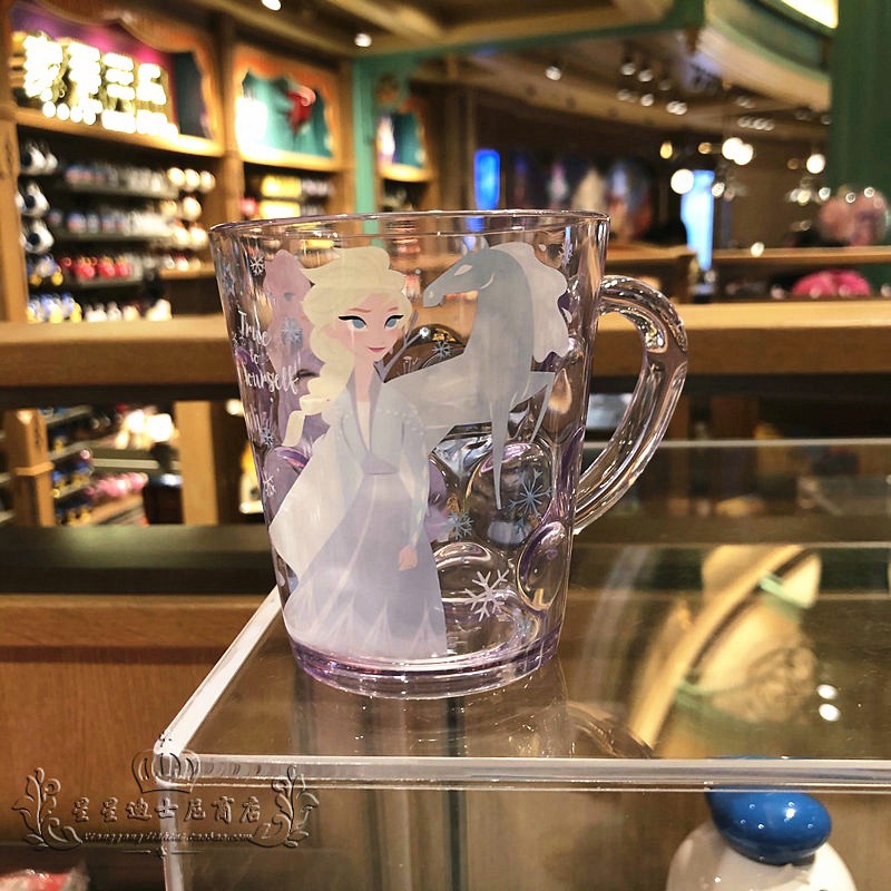 Ly nhựa Disney uống nước trong suốt có quai cầm tay hình Frozen Mickey Minnie Ariel cho bé