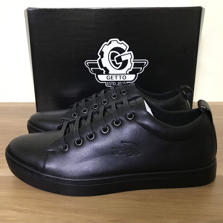 Giày da nam cao cấp phong cách thể thao màu đen in cá sấu full box, giày tây nam giá rẻ