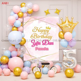 Set bóng bay trang trí sinh nhật cho bé gái ANB1