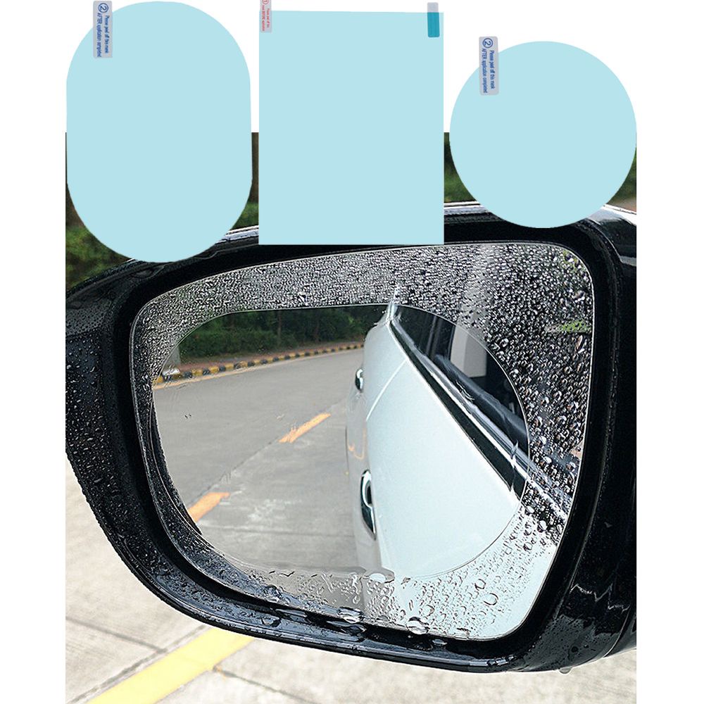 Set 2 miếng dán gương chiếu hậu xe hơi chống nước mưa bảo vệ hình dạng tròn/ oval/ chữ nhật tiện lợi