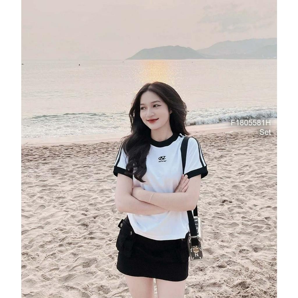 Set bộ áo jean xòe phối quần short lưng thun