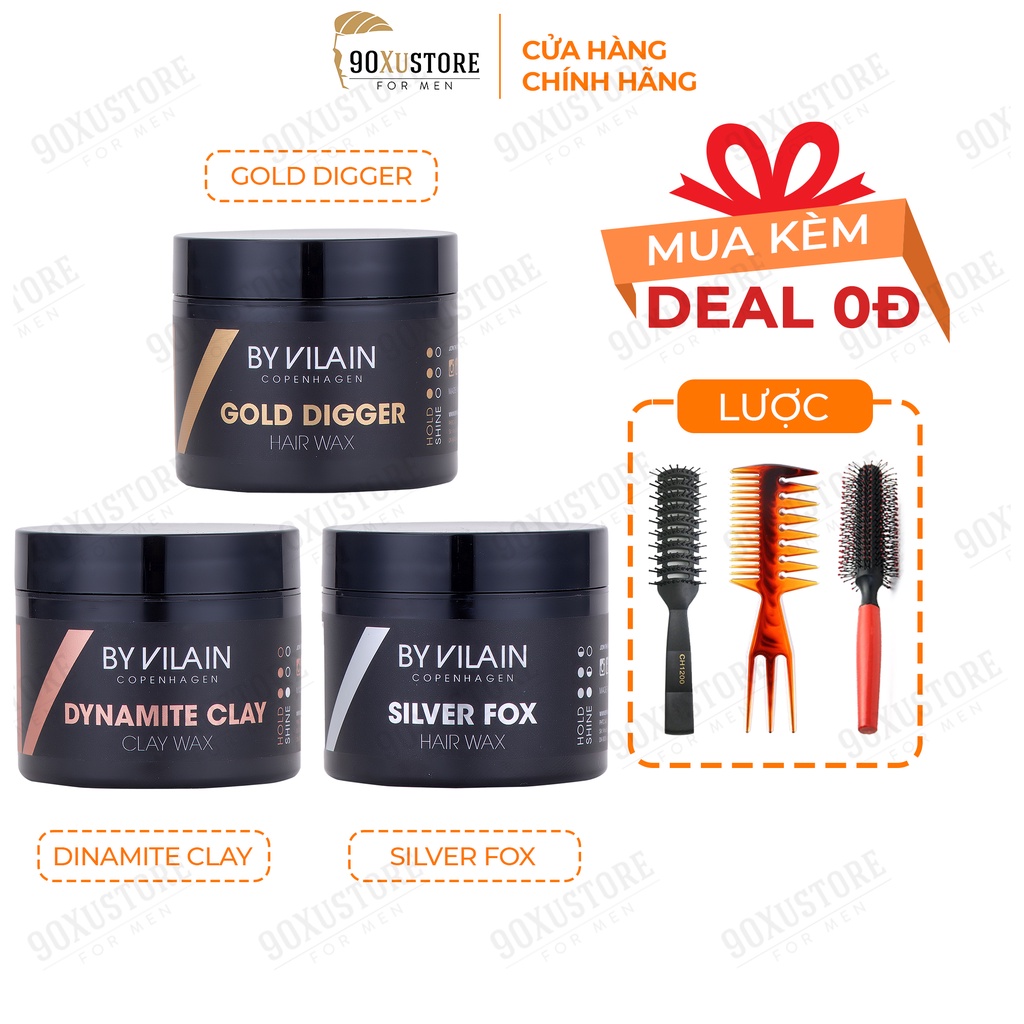 Sáp vuốt tóc nam By Vilain Gold Digger , Silver Fox , Dynamite Clay , Sidekick Zero , giữ nếp tóc , tạo kiểu tóc