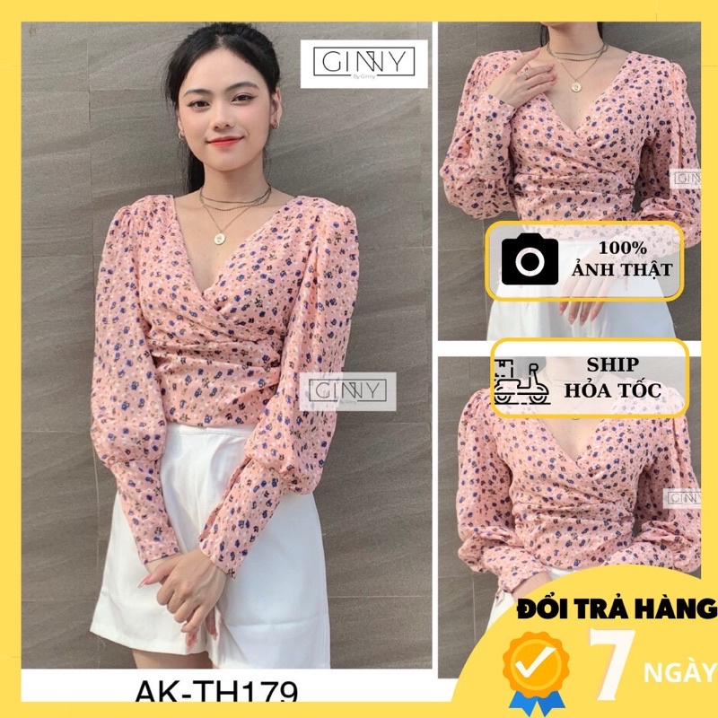Áo kiểu vạt chéo ngực TH179 thời trang nữ hottrend dạo phố đi tiệc sang xịn mịn