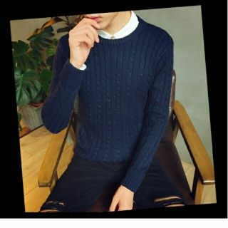 Áo len nam cổ tròn thừng