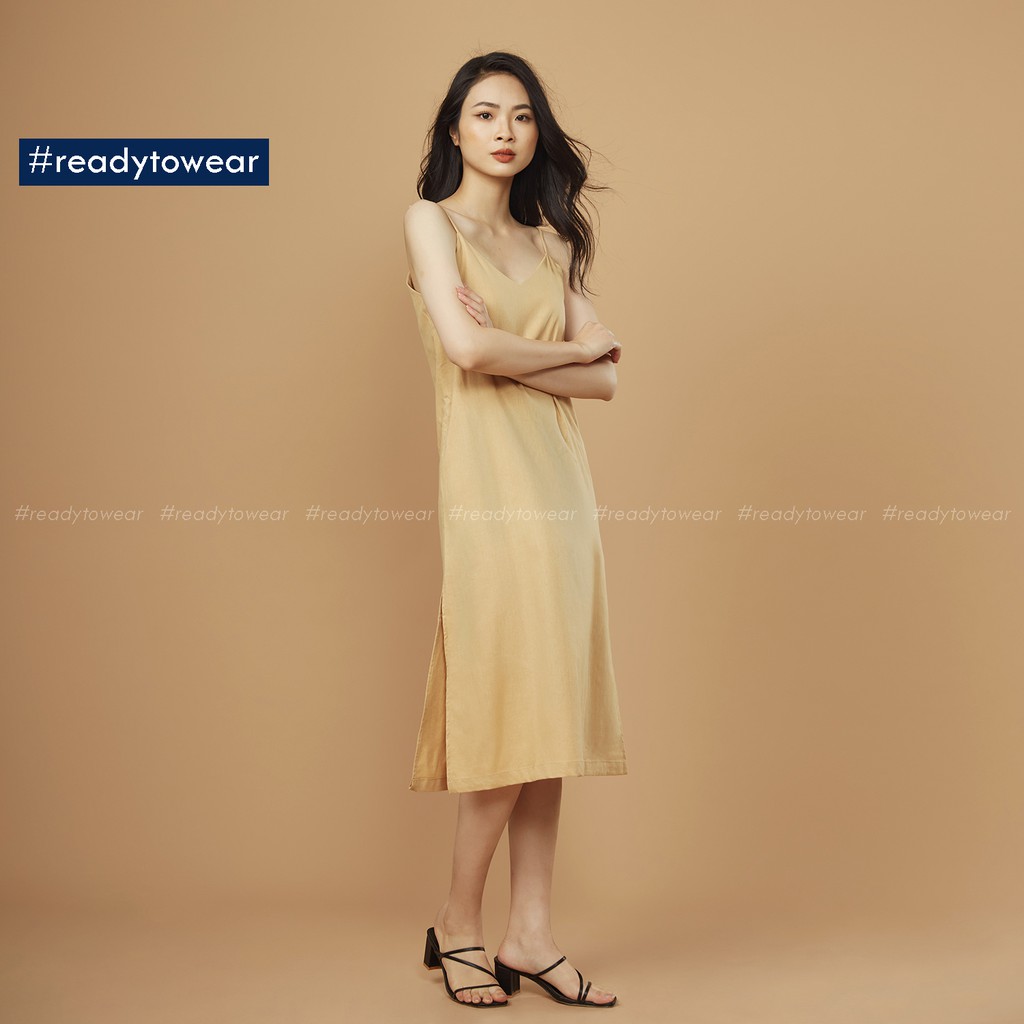 Đầm 2 dây xuông maxi - Váy hai dây dài suông xẻ tà hai bên - linen camisole dress D01 | BigBuy360 - bigbuy360.vn