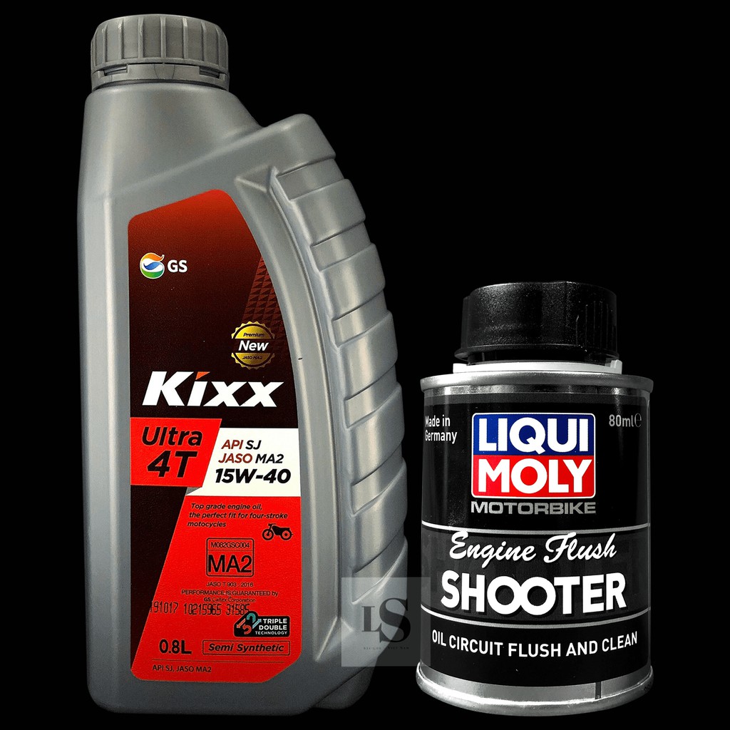 Nhớt Kixx Ultra 4T SJ 15W40 – Súc Động Cơ Liqui Moly Engine Flush Shooter