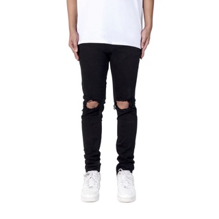 Quần jean nam streetwear cao cấp FNOS NZ5 màu đen rách gối form slimfit