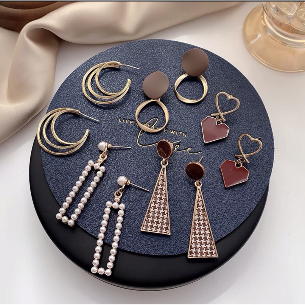 Set 5 bộ hoa tai thời trang ( Cổ điển）