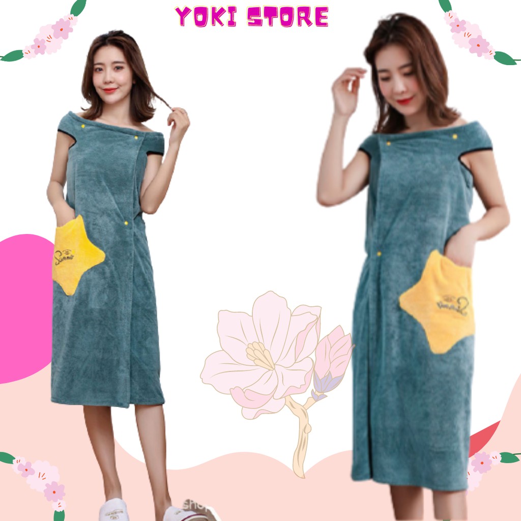 Khăn tắm kiêm váy,đầm 2 dây Yoki QC ,chất Lông Cừu San Hô (48kg-78kg) | BigBuy360 - bigbuy360.vn