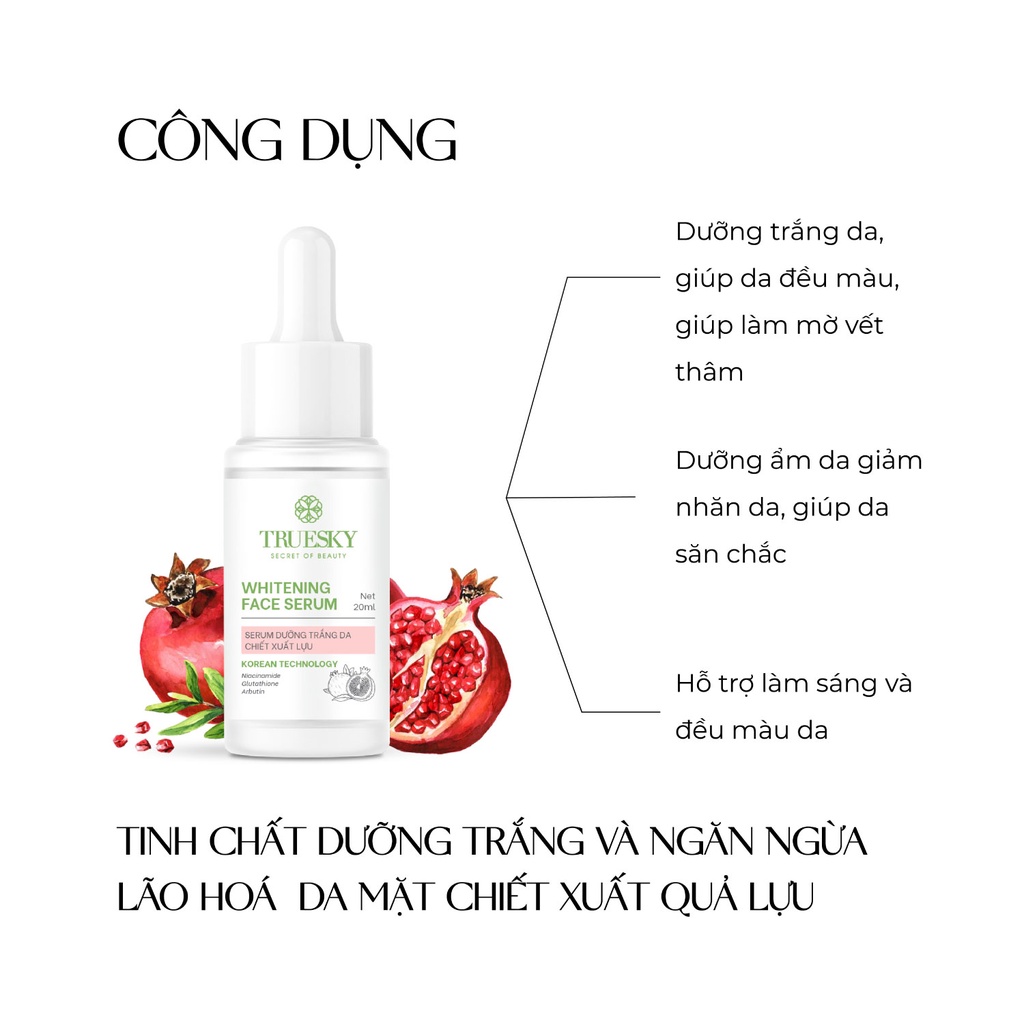 Bộ làm sạch và dưỡng trắng da mặt Truesky gồm 1 tinh chất dưỡng trắng 20ml + 1 tẩy tế bào chết 50g