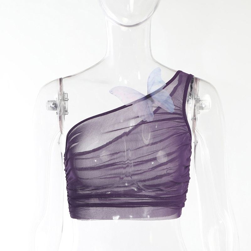 Brroa Set 3 Áo Croptop Lưới Một Mảnh Trễ Vai Phong Cách Harajuku Gợi Cảm Cho Nữ