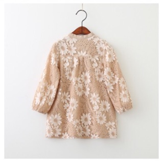 Váy ren vintage cổ nơ cho bé gái