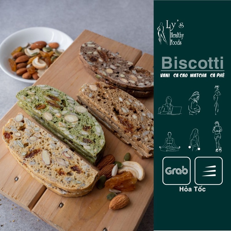 Biscotti Ăn Kiêng Mix Vị - Bánh Ăn Kiêng Giảm Cân Chuẩn Healthy - Bánh Mix Hạt Dinh Dưỡng - Lys Food