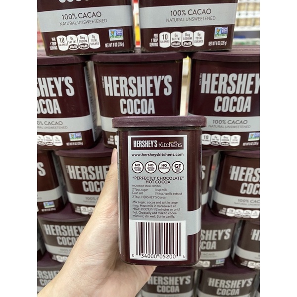 CACAO HERSHEY NGUYÊN CHẤT 100% USA - BỘT CACAO NGUYÊN CHẤT - KHỐI LƯỢNG 226GR