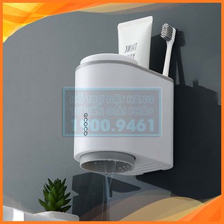 Giá kệ để đồ phòng tắm treo bàn chải đánh răng đa năng kèm 2 cốc cao cấp, không cần khoan tường ECOCO 9305
