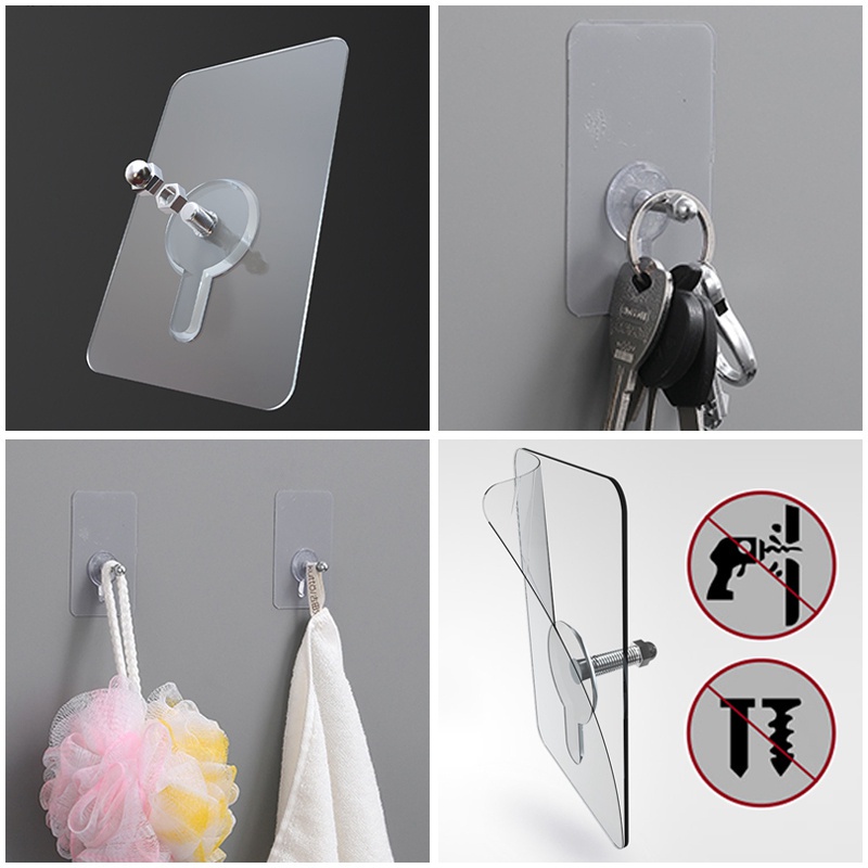 Móc dán tường treo vật dụng thiết kế trong suốt tiện dụng