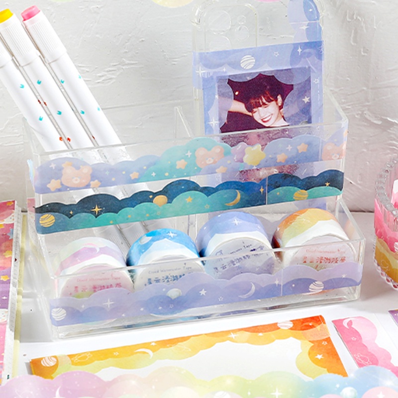 Băng Keo Washi Dán Trang Trí Họa Tiết Đám Mây Nhiều Màu Sắc