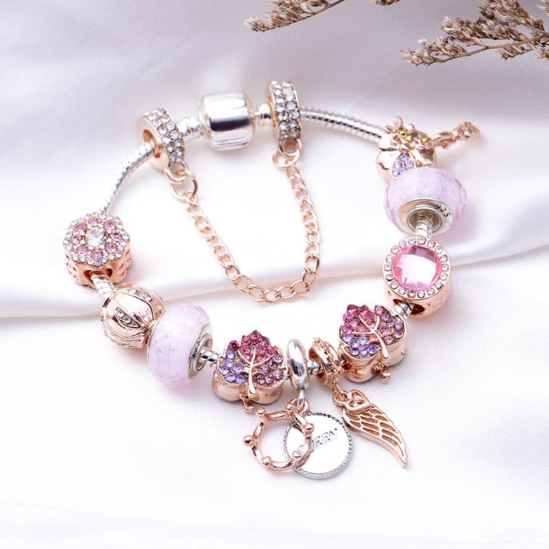 Vòng charm hình vương miện cánh thiên thần vòng tay nữ