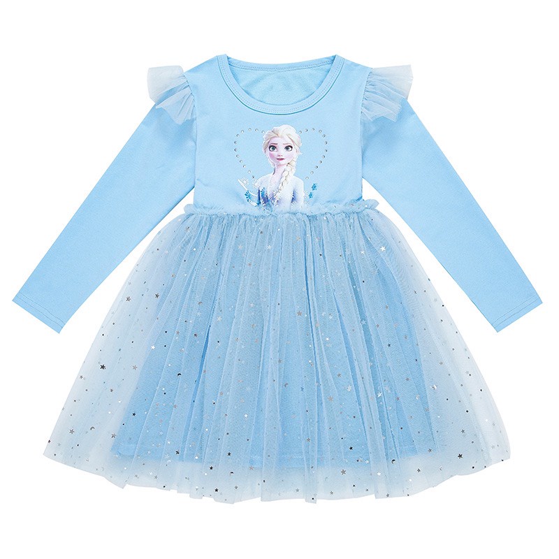 VA01 Váy Elsa  cho bé gái dễ thương,  đầm công chúa Elsa dài tay