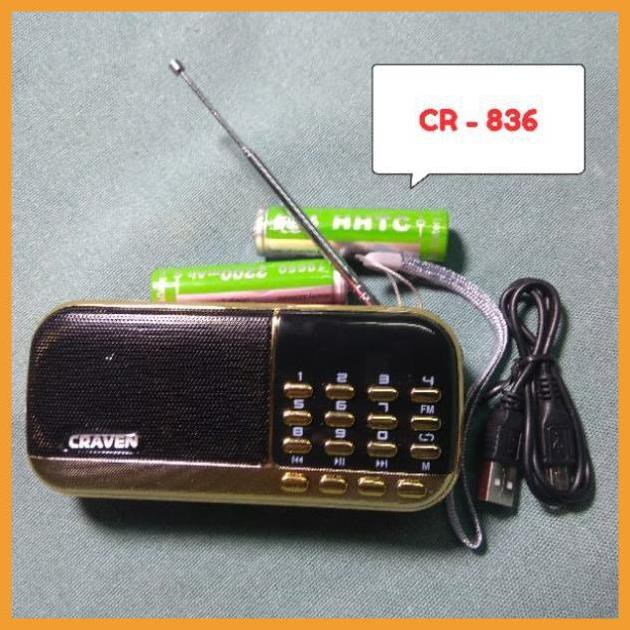 [Giá Gốc] Loa thẻ nhớ Craven CR 836/836S có 2 khe cắm thẻ nhớ - USB - ĐÀI FM -  phát kinh phật đài FM