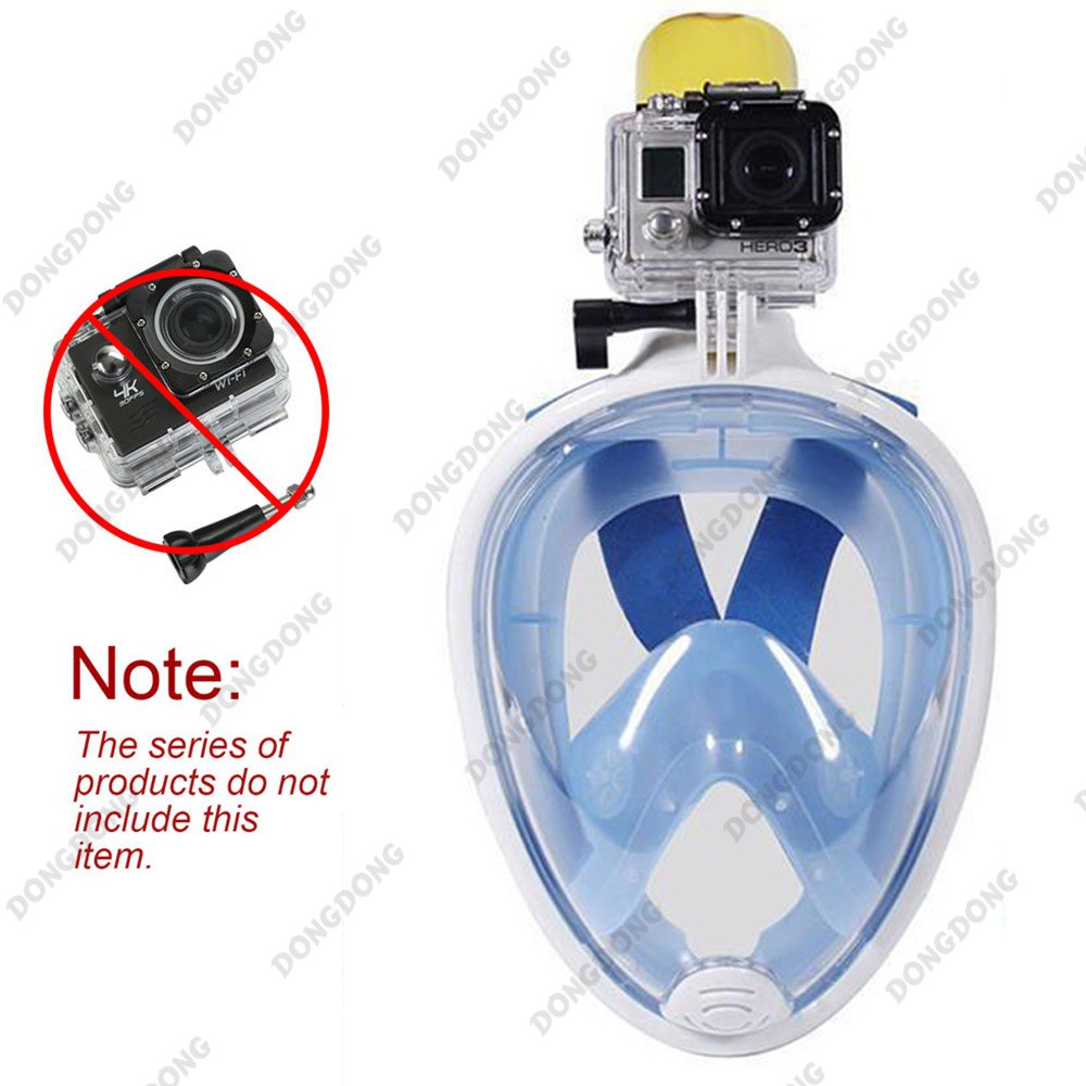 Kính lặn ống thở FullFace, mặt nạ lặn gắn được GOPRO, SJCAM tầm nhìn 180 độ cao cấp - DONGDONG