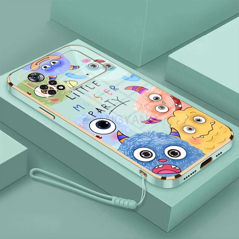 Ốp Điện Thoại silicone TPU Mềm Mạ Điện Họa Tiết Quái Vật Nhỏ Có Dây Đeo Cho POCO X4 PRO 5G