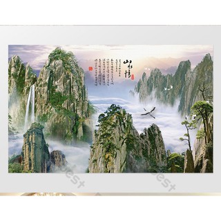 Tranh dán tường phong cảnh hữu tình núi và nước