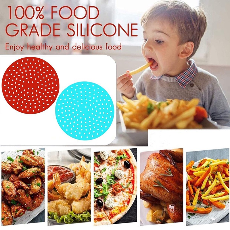 2 tấm lót nồi chiên không dầu bằng silicone 9inch không dính có thể tái sử dụng
