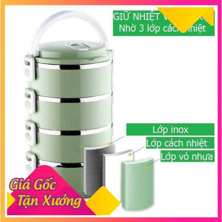 CẶP LỒNG CƠM LÚA MẠCH 4 TẦNG TO RỘNG - TƯƠNG ĐƯƠNG 2800ml [LOẠI ĐẸP] | BigBuy360 - bigbuy360.vn